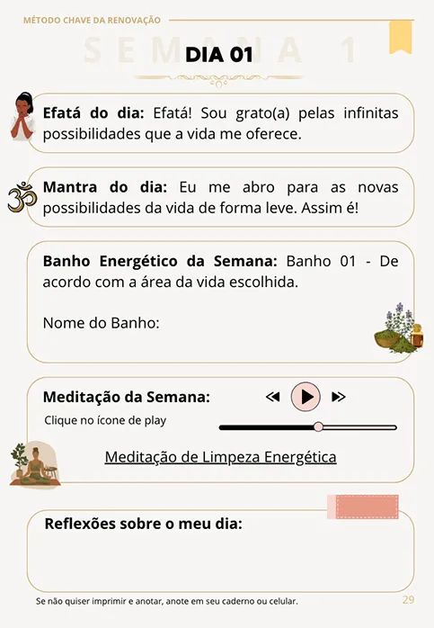 Captura de tela mostrando o conteúdo interno do Método Chave da Renovação, com materiais ilustrados e organizados.